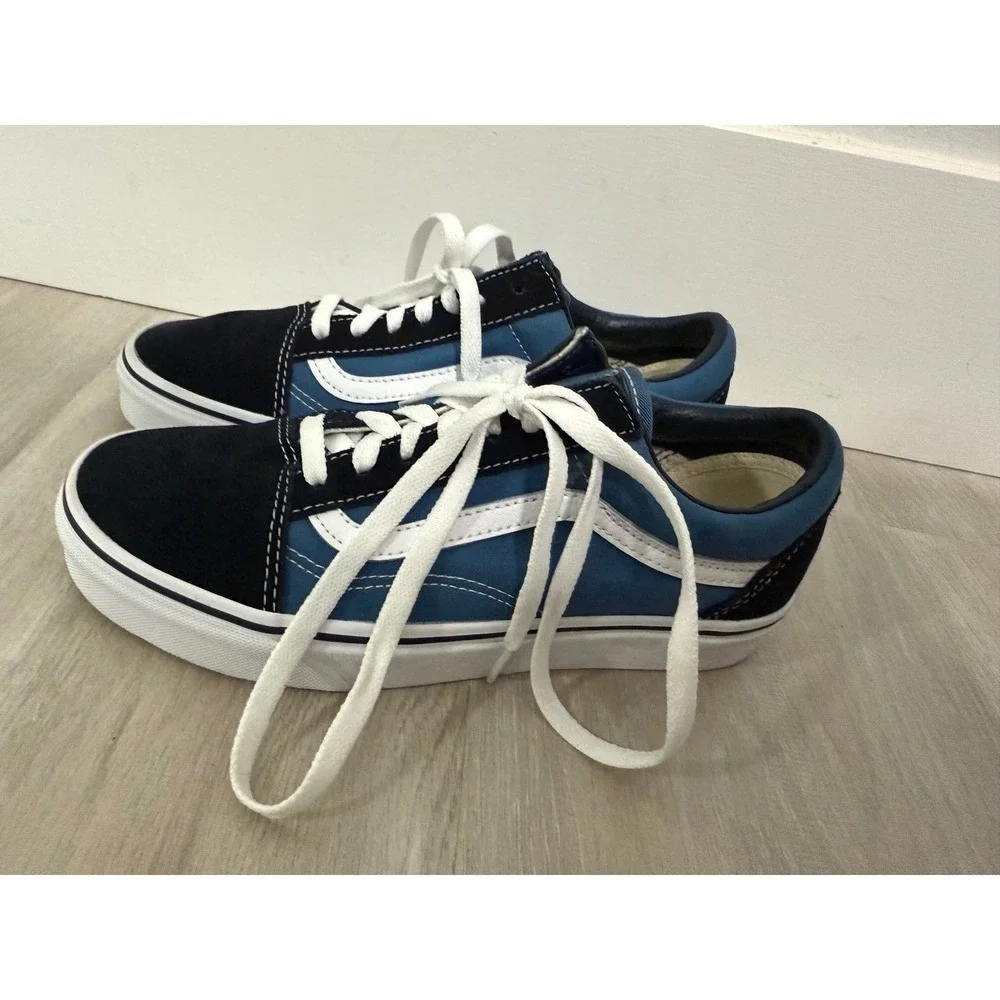 Vans‎ Old Skool Blue Suede Canvas Skate Shoes Men Size 6 Women 7.5